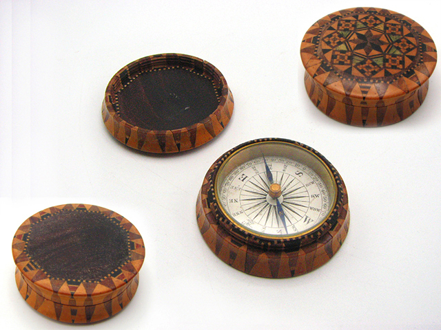 19th century Tunbridge ware pocket compass